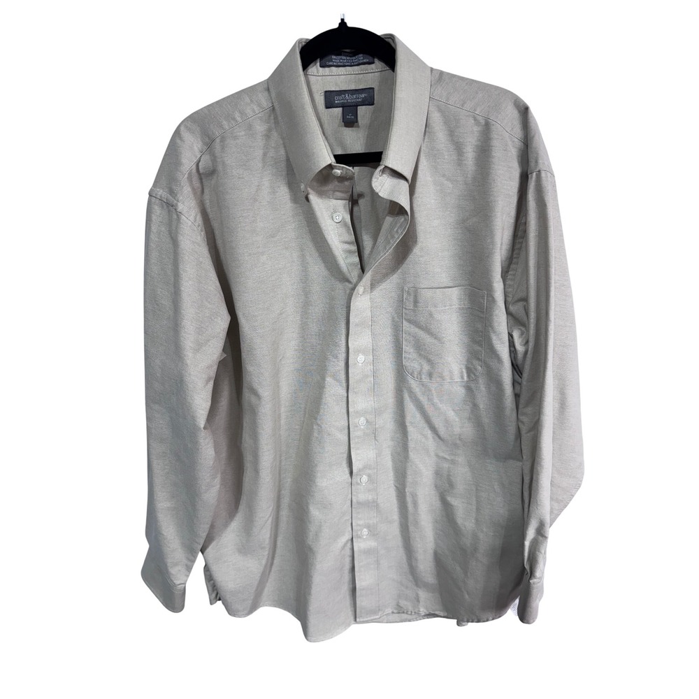 Croft & Barrow 17 34/35 Tan Button Up Men's Wrinkle Resistant Oxford Shirt